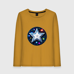 Лонгслив хлопковый женский Звезда и полотно космоса, цвет: горчичный