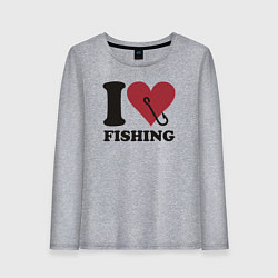 Лонгслив хлопковый женский I love fishing, цвет: меланж