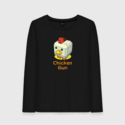 Лонгслив хлопковый женский Chicken Gun: цыпленок, цвет: черный