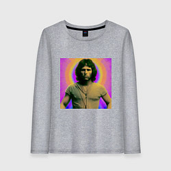 Лонгслив хлопковый женский Jim Morrison Galo Glitch Art, цвет: меланж