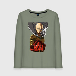 Лонгслив хлопковый женский Saitama fist, цвет: авокадо