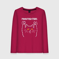 Лонгслив хлопковый женский Foo Fighters rock cat, цвет: маджента