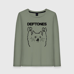 Лонгслив хлопковый женский Deftones - rock cat, цвет: авокадо