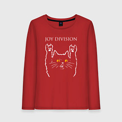 Лонгслив хлопковый женский Joy Division rock cat, цвет: красный