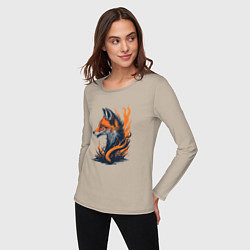 Лонгслив хлопковый женский Burning fox, цвет: миндальный — фото 2
