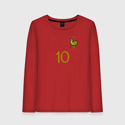 Лонгслив хлопковый женский Килиан Мбаппе ЧМ 2022 сборная Франции, цвет: красный