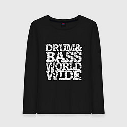 Лонгслив хлопковый женский Drum and bass world wide, цвет: черный
