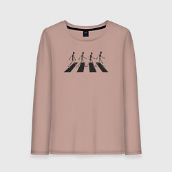 Лонгслив хлопковый женский Skeleton Beatles, цвет: пыльно-розовый