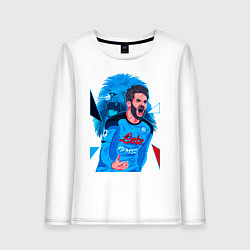 Лонгслив хлопковый женский Хвича Кварацхелия Наполи Кварадона, цвет: белый