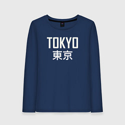 Лонгслив хлопковый женский Japan - Tokyo, цвет: тёмно-синий