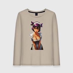 Лонгслив хлопковый женский Лена служанка из Бесконечного лета, цвет: миндальный