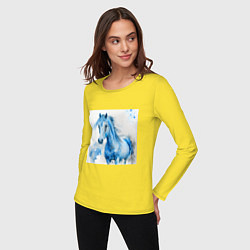 Лонгслив хлопковый женский Водяная лошадь, цвет: желтый — фото 2