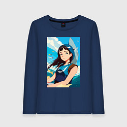 Женский лонгслив Девочка и океан