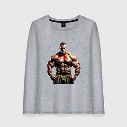 Лонгслив хлопковый женский Бодибилдер руки в боки, цвет: меланж