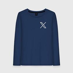 Лонгслив хлопковый женский Лого X, цвет: тёмно-синий