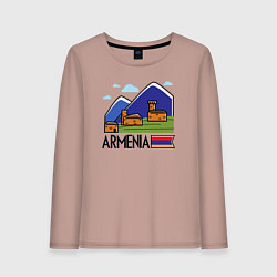 Лонгслив хлопковый женский Горная Армения, цвет: пыльно-розовый