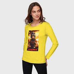Лонгслив хлопковый женский Пожарный роблокс, цвет: желтый — фото 2