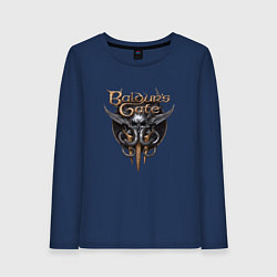 Лонгслив хлопковый женский Baldurs Gate 3 - logotype, цвет: тёмно-синий