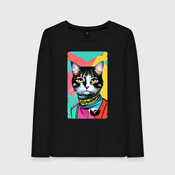 Женский лонгслив Pop art cat - neural network