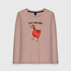 Лонгслив хлопковый женский Spicy honk bonk - Untitled Goose Game, цвет: пыльно-розовый