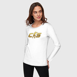 Лонгслив хлопковый женский CS 2 gold logo, цвет: белый — фото 2