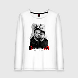 Лонгслив хлопковый женский Depeche Mode - Dave Gahan and Martin Gore, цвет: белый