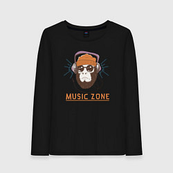 Лонгслив хлопковый женский Monkey music zone, цвет: черный