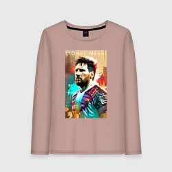 Лонгслив хлопковый женский Lionel Messi - football - striker, цвет: пыльно-розовый