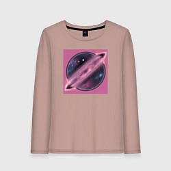 Лонгслив хлопковый женский Планета на орбите, цвет: пыльно-розовый