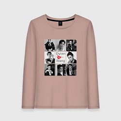 Лонгслив хлопковый женский Dylan Wang, цвет: пыльно-розовый