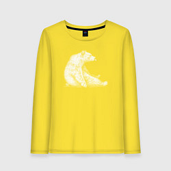 Лонгслив хлопковый женский Медведь сидит задумался, цвет: желтый