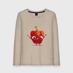 Лонгслив хлопковый женский Милый перчик, цвет: миндальный