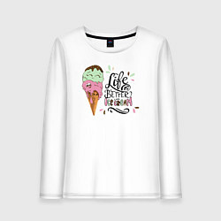 Лонгслив хлопковый женский Life is better with ice cream, цвет: белый