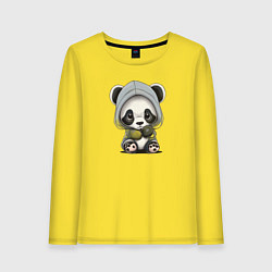 Лонгслив хлопковый женский Грустная панда, цвет: желтый