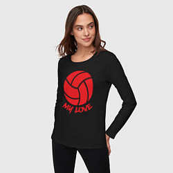 Лонгслив хлопковый женский Volleyball my love, цвет: черный — фото 2
