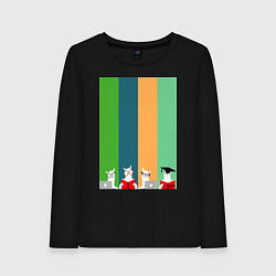 Женский лонгслив Ламы - альпаки на учебе