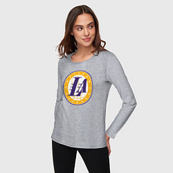 Лонгслив хлопковый женский Lakers stars, цвет: меланж — фото 2