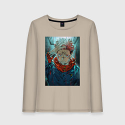 Лонгслив хлопковый женский Крутой Суккуна, цвет: миндальный