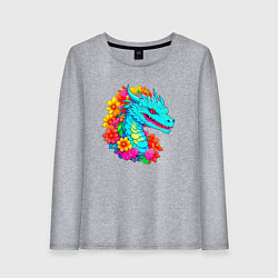 Женский лонгслив Дракон в цветах
