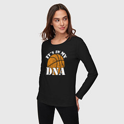 Лонгслив хлопковый женский ДНК баскетбола, цвет: черный — фото 2