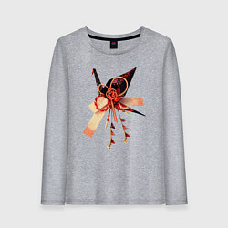 Лонгслив хлопковый женский Мидзухики: журавлик и бубенцы, цвет: меланж