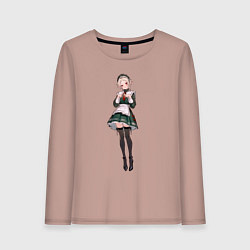 Лонгслив хлопковый женский Сильфи - Реинкарнация безработного, цвет: пыльно-розовый
