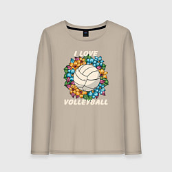 Женский лонгслив I love volleyball