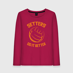 Лонгслив хлопковый женский Setters do it better, цвет: маджента