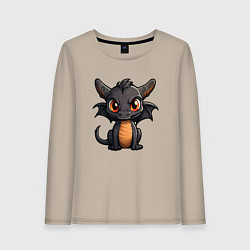 Лонгслив хлопковый женский Дракончик чудо с крыльями, цвет: миндальный