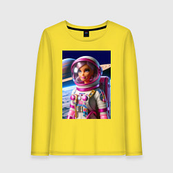 Лонгслив хлопковый женский Барби - крутой космонавт, цвет: желтый