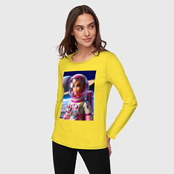 Лонгслив хлопковый женский Барби - крутой космонавт, цвет: желтый — фото 2