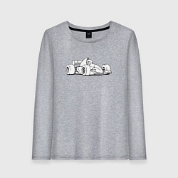 Лонгслив хлопковый женский Мультяшная Формула-1, цвет: меланж