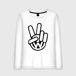 Лонгслив хлопковый женский Volkswagen peace, цвет: белый