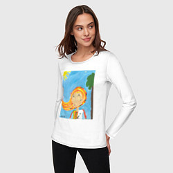 Лонгслив хлопковый женский Счастливая весна, цвет: белый — фото 2